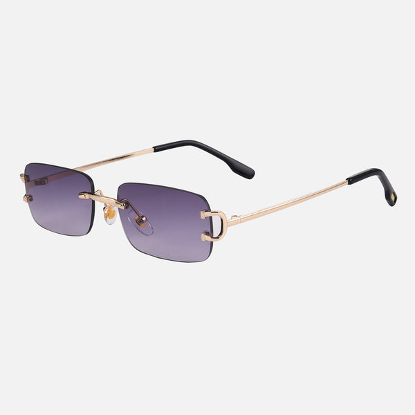 Infinity - Grey Lenses / Gold Frame - anti scratch coating, CE certified eyewear, classic glasses, elegant sunglasses, endless style shades, infinity style sunglasses, premium sunglasses, timeless eyewear, unisex sunglasses, UV400 protection - Gold rectangular frames with gradient grey lenses and black temple tips sunglasses.