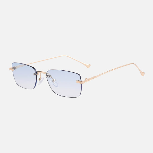 Absent - OV Special - Light Blue Lenses / Gold Frame - absent style sunglasses, anti scratch coating, CE certified eyewear, clean eyewear, minimalist shades, modern sunglasses, premium sunglasses, simple glasses, unisex sunglasses, UV400 protection - Gold framed sunglasses with light blue minimalist lenses and slim temples.