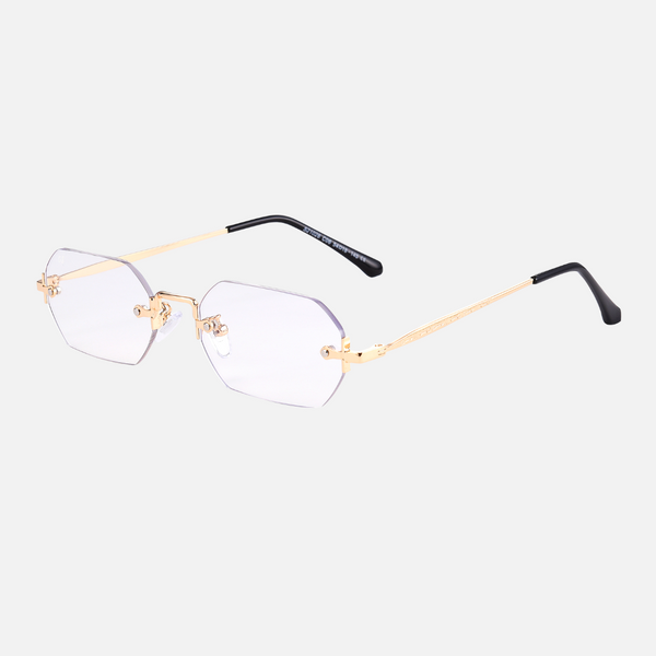 Mystic - Clear - Clear Lenses / Gold Frame - anti fatigue lenses, blue light blocking glasses, clear lens frames, computer glasses, digital eye strain glasses, eye protection glasses, gaming glasses, office eyewear, screen protection eyewear, work from home accessories - Gold geometric clear lens frames with black temple tips and adjustable nose pads.